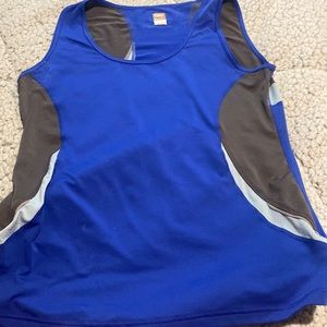 blue and grey tank top